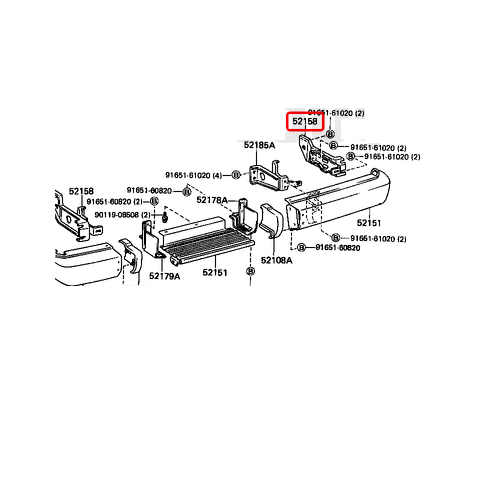 STAFFA PARAURTI POSTERIORE TOYOTA LAND CRUISER LJ70/ BJ70/ RJ70/ FJ70 (ORIGINALE) - Autoricambi4x4