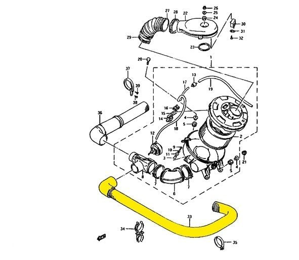TUBO ARIA CALDA SUZUKI SJ410/ SJ413/ SAMURAI/ SANTANA (ATTACCO CURVO) - Autoricambi4x4