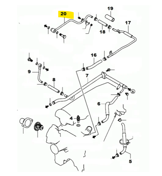 TUBO RITORNO ACQUA MITSUBISHI PAJERO/ L200 (ORIGINALE) - Autoricambi4x4