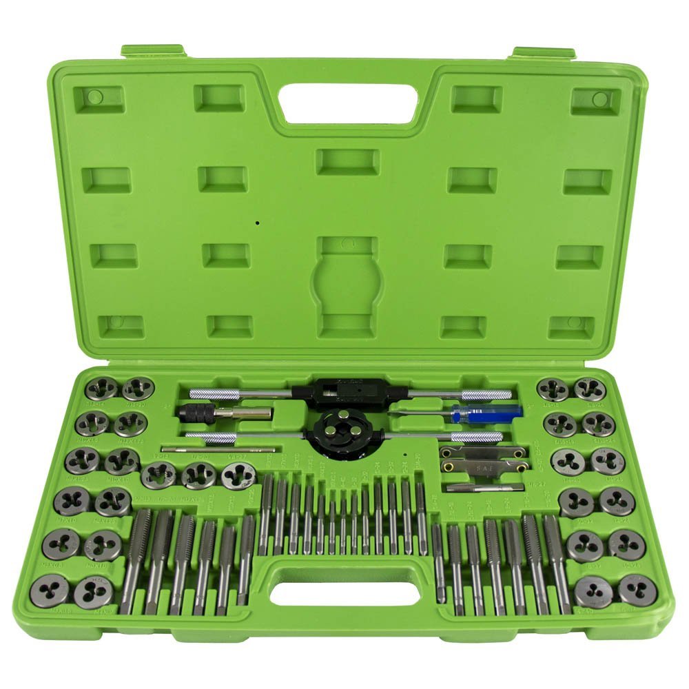 VALIGETTA CON 60 PEZZI PER FILETTATURE COMPLETA DI MASCHI E FILIERE RIVESTITI IN TITANIO (METRICO E POLLICI) - Autoricambi4x4