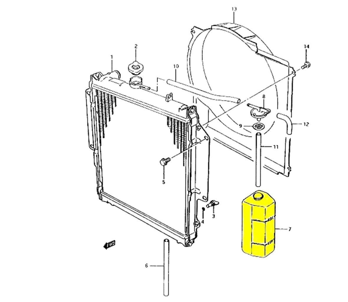 VASCHETTA RADIATORE COMPLETA DI TAPPO SUZUKI SJ410/ SJ413/ SAMURAI/ SANTANA - Autoricambi4x4